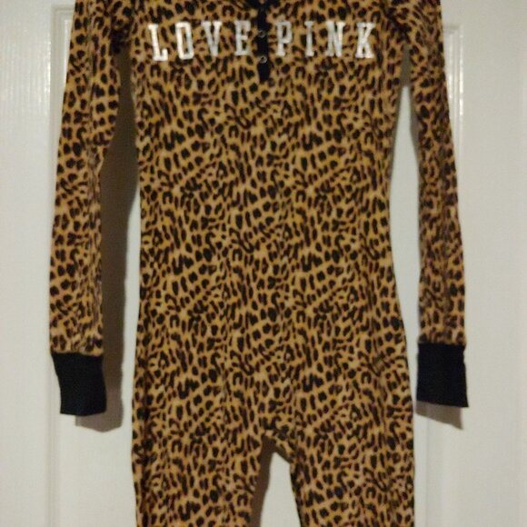 Victoria's Secret Pink Long Jane One Piece Leopard Loungewear PJs S/P - Picture 3 of 11